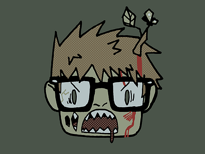 Zombie Head cartoon halloween head hipster zombie