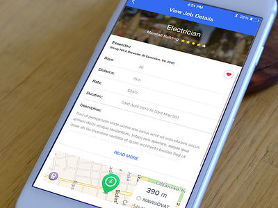 Job Details App Screen app ios ios map iphone job details marketplace app