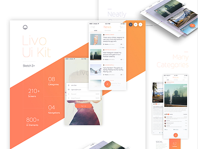 Landing app kit livo market me photoshop sketch ui ux website