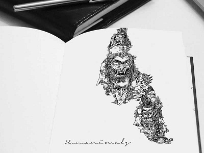 Humanimals blackwhite doodle expressions freehanddrawing human animals humanimals illustrations personalproject poster sketchbook