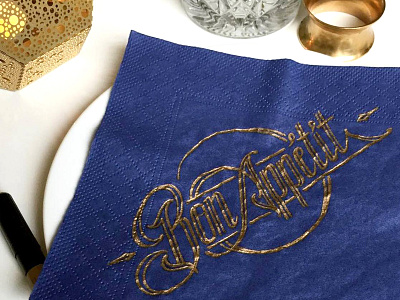 Bon Appétit appétit bon doodle handlettering napkin schmetzer