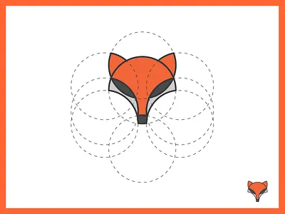 Fox circles fox logo mark sketch vector