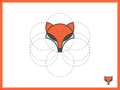 Fox circles fox logo mark sketch vector