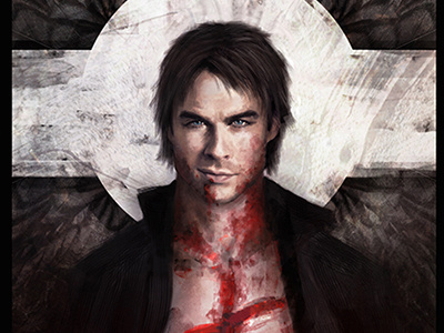 The Vampire Diaries - Damon Salvatore blood damon salvatore dark illustration the vampire diaries vampire