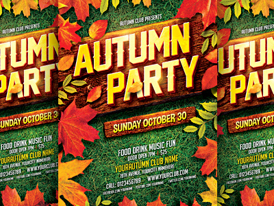 Autumn Party Flyer autumn autumn party celebration club flyers fall bash fall festival flyer invitation oktober