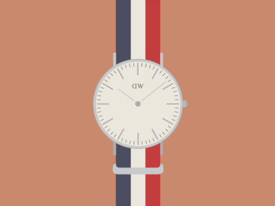 DW Classic clock flat illustration time watch