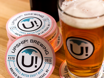 Upship! Brewing badge beer branding coaster identity logo texture