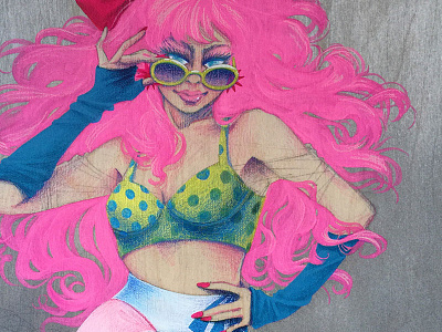 Harajuku Jem WIP gouache illustration jem painting pencil