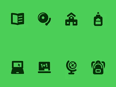 School and Education Icons alarm bell backpack chalkboard education globe glue icon set icons laptop read school vector