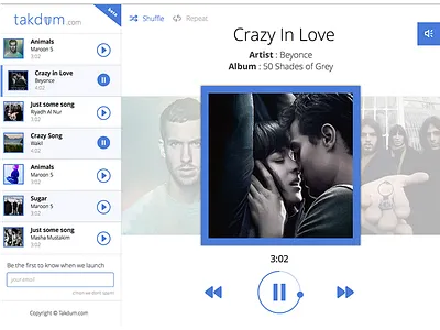 Takdum WIP music app sketch takdum.com ui ux