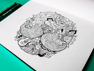 Illustration Sofar Sounds Madrid 2015 blue festival hipster illustration ink madrid moustache music portfolio poster sketchbook