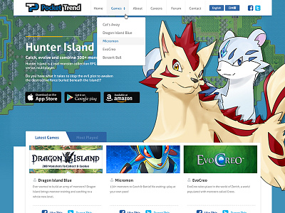 Informative Gaming Website blue character clean design game ios layout minimal ui web website
