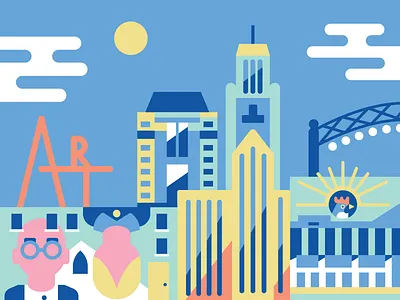 columbus american gothic art city illustration north market ohio short north