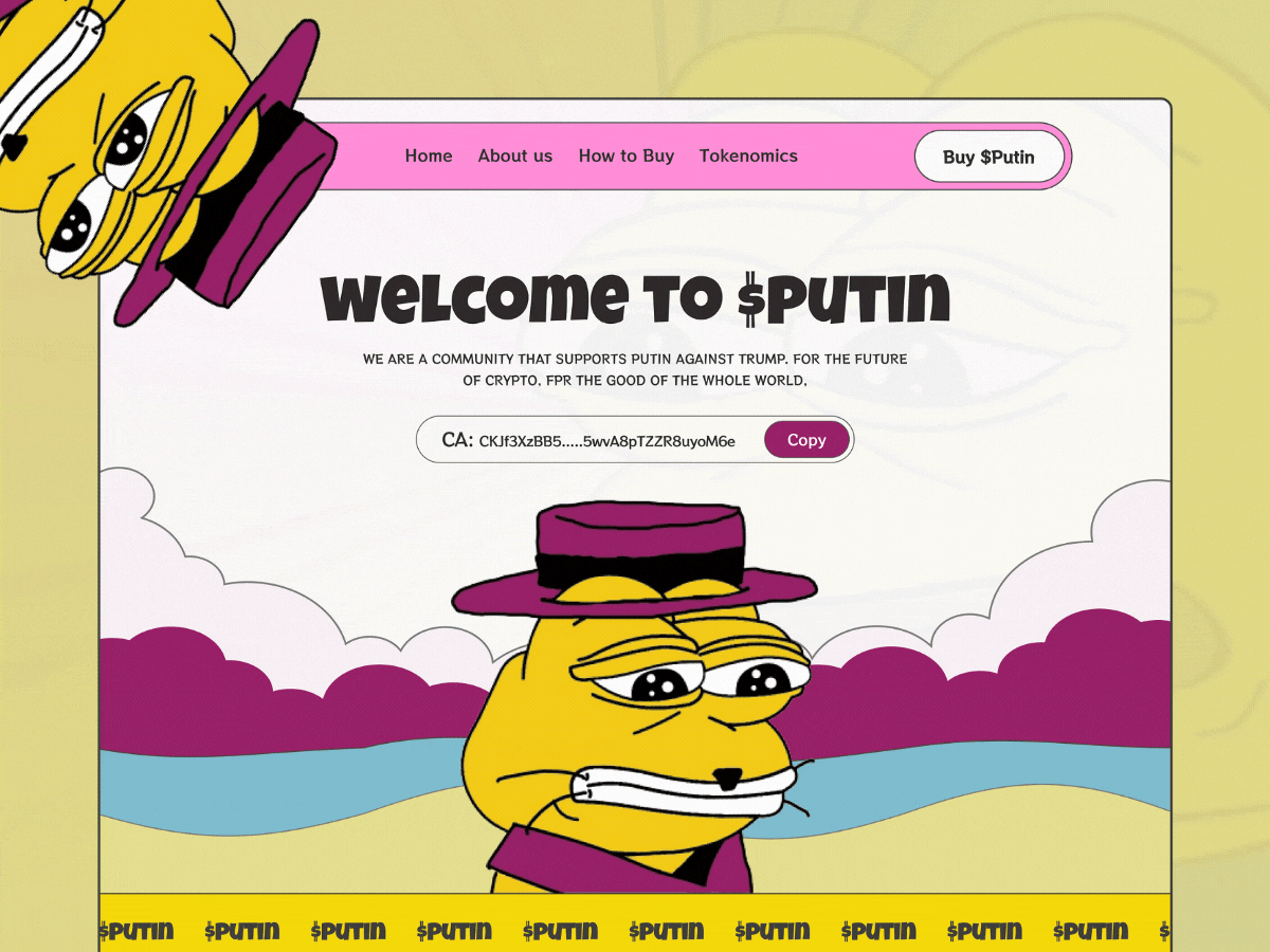 Putin meme coin website crypto funny website meme meme coin meme coin design meme coin landing page meme coin website meme landing page meme token meme token design memecoin memecoin website putin putin coin web design