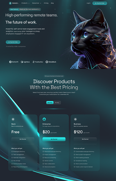 Romot++ Website branding cat design hero section price section remote work ui saleh ahmed ui ui design ui saleh web design