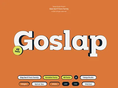 TBJ Goslap Slab Serif Font Family branding canva font condensed font design editorial font design font family free font goslap slab serif graphic design illustration logo motion poster slab serif sports branding typeface typography variable font vintage