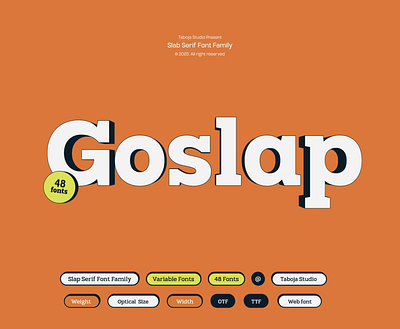 TBJ Goslap Slab Serif Font Family branding canva font condensed font design editorial font design font family free font goslap slab serif graphic design illustration logo motion poster slab serif sports branding typeface typography variable font vintage