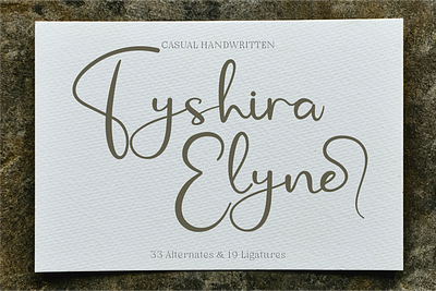 Tyshira Elyne - Casual Handwritten branding branding font calligraphy font casual font cursive font elegant font font handmade font handwritten font modern modern font organic font script font signature font sophisticated font stylish font typeface typography unique font wedding font