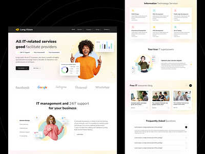 IT Service Landing Page – Long Vision appdesign branding creativedesign design dribbleshots figma illustration logodesign moderndesign prototype ui uiux ux webdesign wireframes