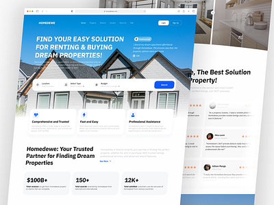 Homedewe - Real Estate Landing Page 2d 3d animation app branding design designer estate graphic design illustration logo minimal mobile design mobile ui motion graphics real ui uidesigner uixdesigner ux