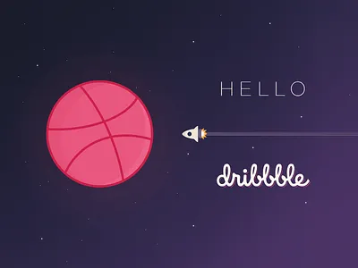 Hello Dribbble debut dribbble first hello planet shot spaceship