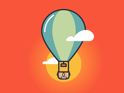 Hot Air Balloon balloon color flat hot air house icon illustration line minimal strokes