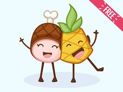 Stickerly Free Digital Sticker Pack app stickers besties bffs character design digital sticker digital stickers emoji emotions ham illustration pineapple stickers