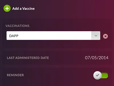 Vaccine Tracking App form interface mobile select form toggle