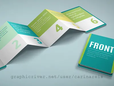 Z-Card Mock-up 6 panels brochure card design mockup realistic voucher z card z card