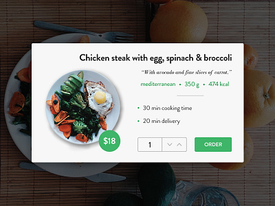 012 - Order Food chicken cook delivery dish food order plate restaurant ui vegetables