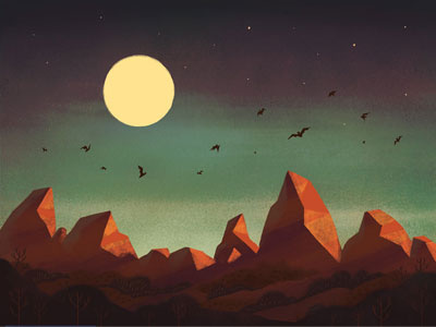 Pinnacles National Park bats halloween illustration landscape meetusinthewoods moon national parks nature night sky outdoors pinnacles rocks