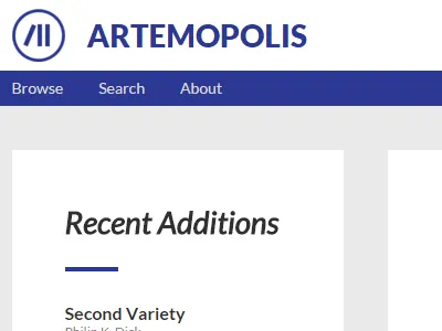 Artemopolis Home Page library literature logo design science fiction web design