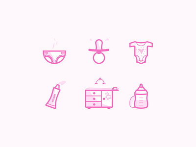 Baby girl icons baby body diaper girl icons milk newborn