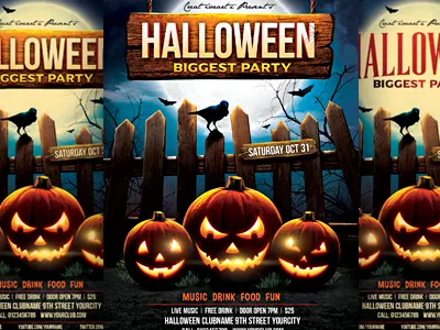 Halloween Party Flyer flyer halloween halloween bash halloween party invitation october poster pumpkin web