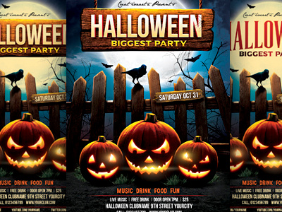 Halloween Party Flyer flyer halloween halloween bash halloween party invitation october poster pumpkin web