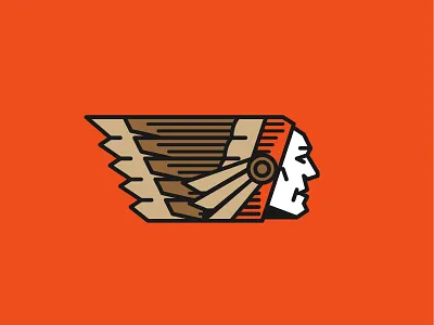 Flying Indian flat gold icon illustration indian logo orange