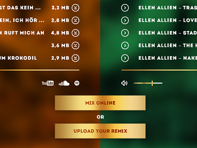 UI brown dj dropdown gold input mask mix music search sound ui volume website