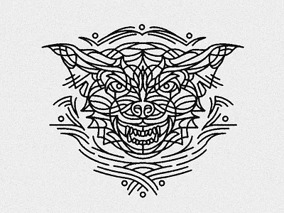 decorative wolf tattoo v2 angry animal design dynamic graphic illustration lines linework tattoo wolf