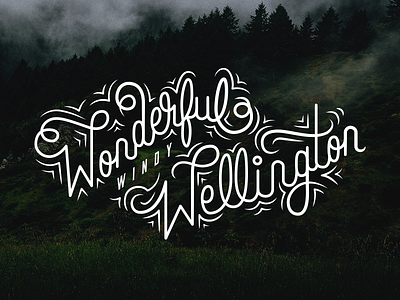 Wonderful windy Wellington brand lettering logo script type