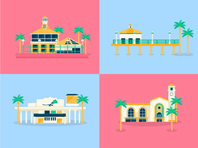 Laid Back LA building house icons lights los angeles palm pier shadow tree windows