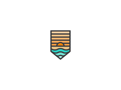 Beach art beach blue illustration lines ocean orange sand sunset thick vector water