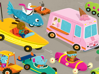 Zoom Zoom animals illustration kids truck vector vehicles
