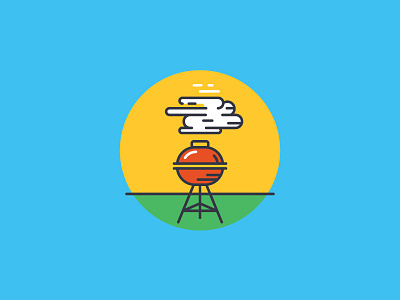It's Grillin' Time barbecue bbq circle grill icon line smoke vector