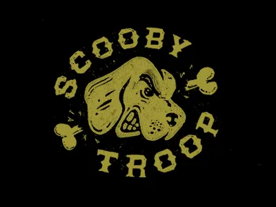 Scooby Troop black football hand drawn illustration logo typography