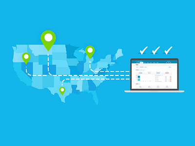 Xero + Avalara concept avalara flow map pins software usa xero