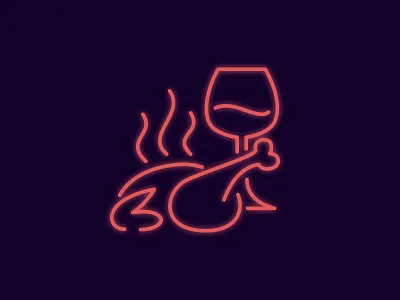 ネオンNeon food icon neon turkey wine