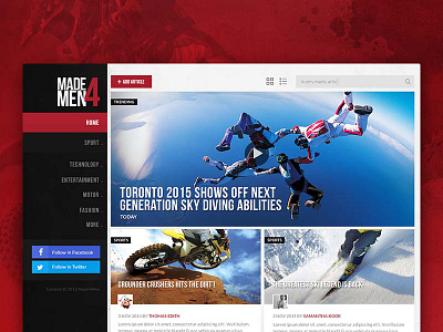 Men Lifestyle Blog big images black blog clean grid left sidebar minimal red