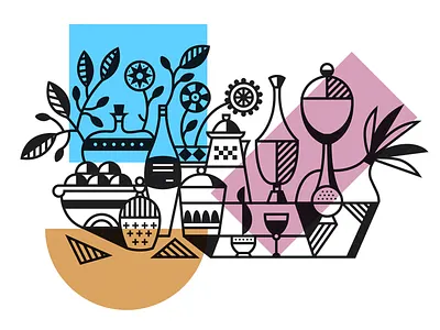 Dead nature. azambuja black bottle food illustration martin nature plants vector