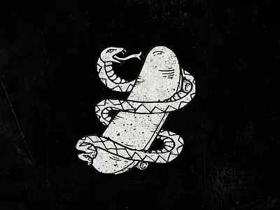 SkateSnake handmade handrawn illustration logo oldschool skater