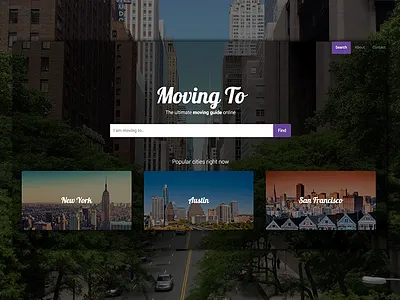 Moving Guide website austin bootstrap design landing page new york purple web website